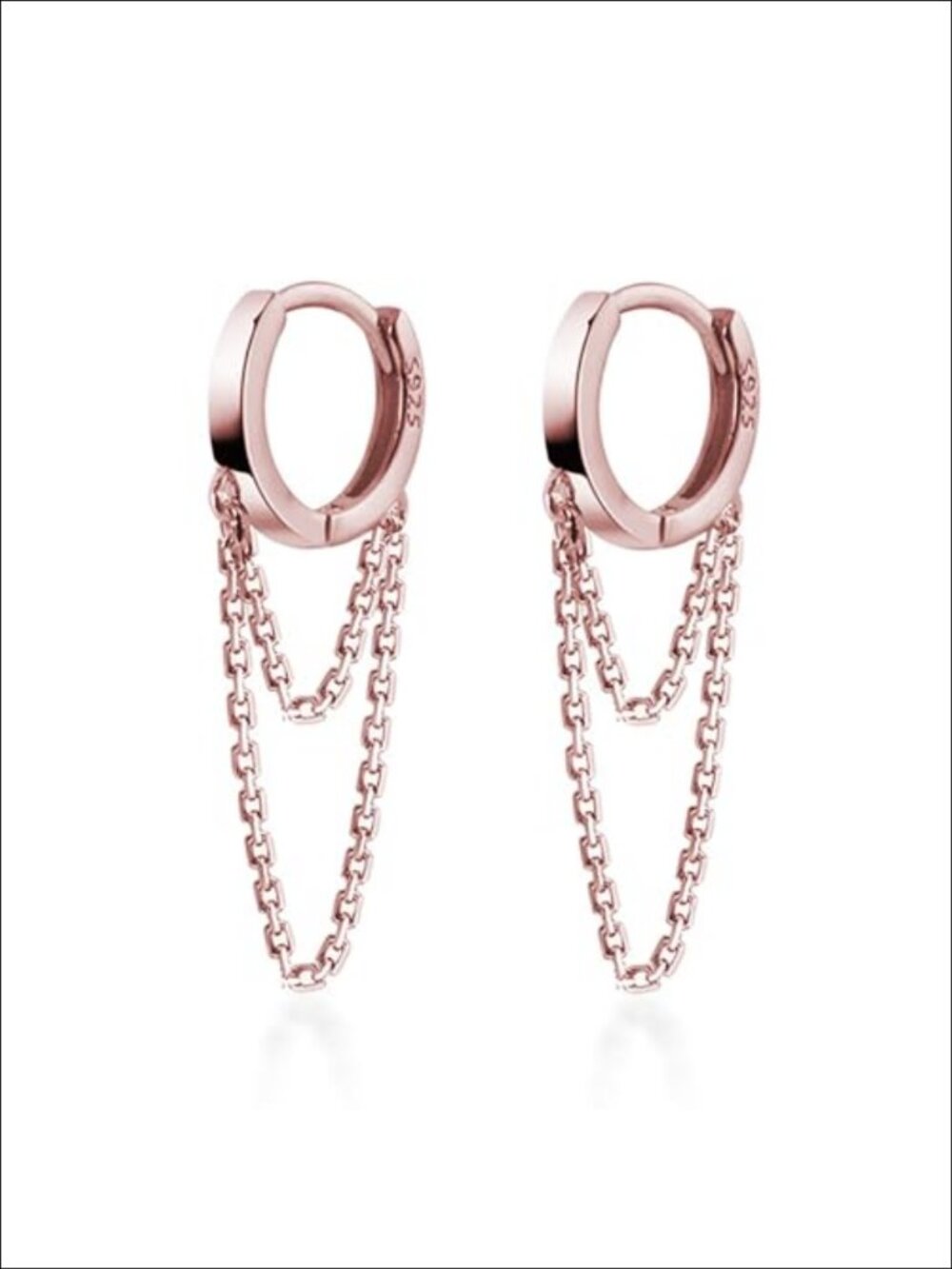 Sterling Silver Tassel Chain Drop Dangle Small Hoop Earrings Huggie